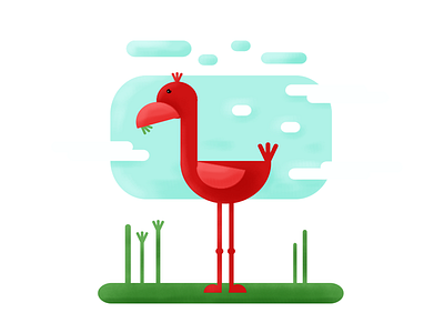 Red Flamingo bird flamingo flat geometric illustration shapes texture