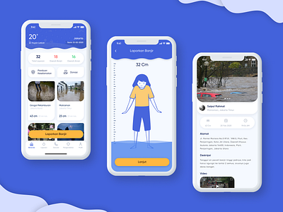 Flood monitoring app app blue cards design figma icon illustration interaction ios micro interaction mobile mobile app mobile app design mobile apps mobile ui monitoring ui ux weather yellow