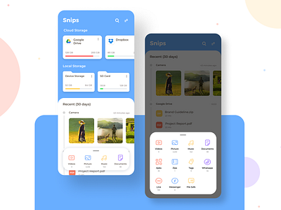 Snips - File Manager App app file file manager file sharing folders google drive icon ios management management app mobile app mobile app design ui ux