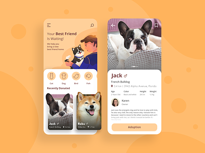 Pet Adoption animal app art design dog illustration ios mobile app mobile app design mobile ui pet pet adoption photoshop ui user interface ui