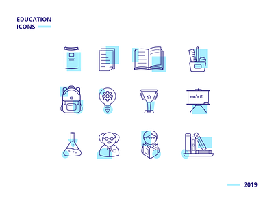 Education Icons blue design education icon icon app icon design icon set iconography icons iconset illustration line lineart mobile app modern pictogram purple ui user experience ux