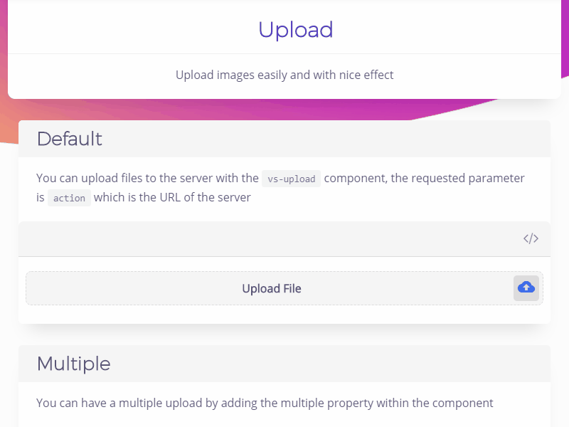 Vuesax Component Upload File nogif animated html5 vuesax ui ux javascript upload css vuejs
