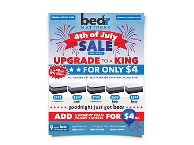 Bed'r Mattress Mail Ad 4th of july ad mail print sale
