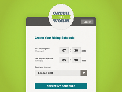 Create Rising Schedule form - Catch the Worm