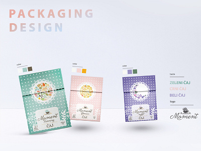 Moment Tea - Packaging Design design floral graphicdesign labeldesign packaging packagingdesign pastel pastels tea