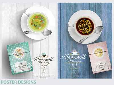 Moment Tea - Poster Design - Morning/Afternoon design floral graphicdesign labeldesign packaging packagingdesign pastel pastels poster posterdesign tea