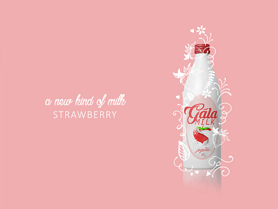 Gala Milk - Strawberry art design drawing floral graphicdesign illustration labeldesign logo packaging packagingdesign poster posterdesign typo typography