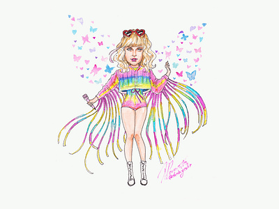 Taylor Swift - "Lover" drawing fanart illustration lgbt lover music music art pink rainbow singer taylorswift ts watercolor