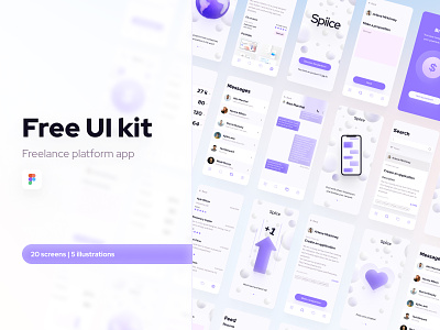 Free UI kit Freelance Platform App app applications bordeaux clean figma freebies freelance french designer interface design platform ui kit ux ui