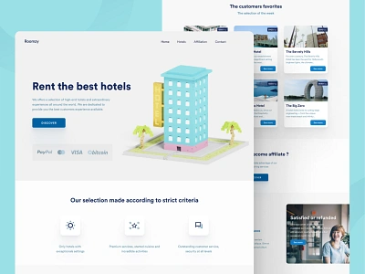 Hotel rental - Landing page bordeaux clean design figma french designer hotel illustration interface design isometric illustration landingpage magicavoxel rental simple