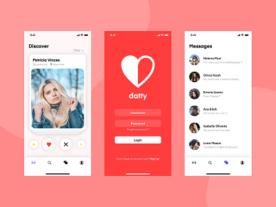 Datty dating app bordeaux dating dating app datingapp figma france french designer ios iphone iphonex minimal app minimalist app ui ui ux ux