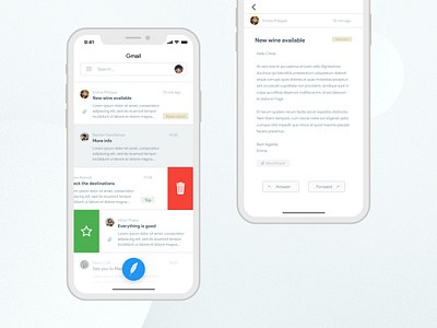 Gmail redesign app bordeaux design figma french designer gmail google interface design iphone iphonex mail minimalist redesign simple ui uplabs ux