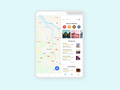 Google Maps App - Galaxy Fold app bordeaux clean design figma fold french designer galaxy google maps interface design samsung simple ui ux ux ui