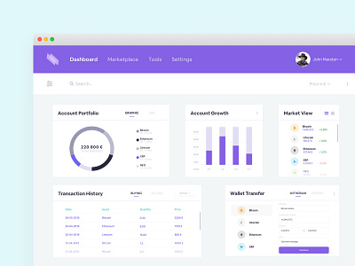 Crypto Dashboard bordeaux clean crypto exchange crypto wallet cryptocurrency dashboard dashboard ui design french designer interface design simple sketch ui ux