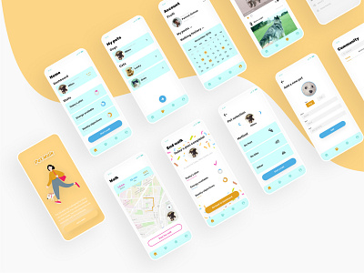 Free UI kit 02 preview : pet walking app