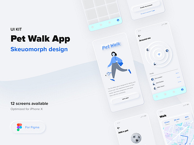 Free UI kit 02 available! app bordeaux clean dailyui figma free freebies french designer interface design kit pet pets simple skeuomorph skeuomorphic ui uxui walk walking