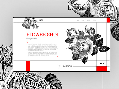 roses shop concept design flowers flowershop illustration main page rose roses typography ui ux vector web website website concept