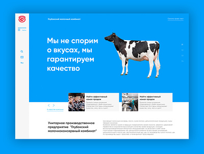 main page for dairy plant website blue color concept cown dairy plant design inspiration milk ui ux web website website concept
