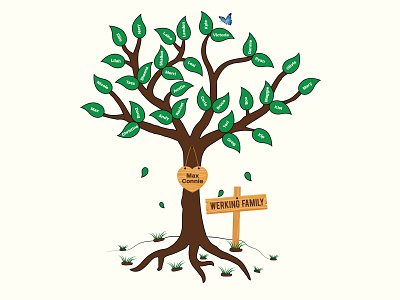 Tree Illustration For Family Reunion colorful art dribbble family reunion green illustraion tree yellow