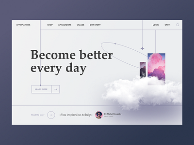 Affirmations website affirmations clean clouds cosmos design interface landing landning page magic minimalistic product page site soft space ui web web design