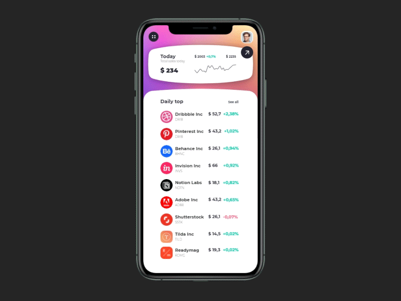 Investment app animation bank banking app concept finance finance app fintech fintech app investment market mobile app mobile ui money pay payment payment method stocks ui ux website design