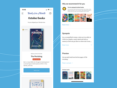 Book of the Month - Recommended Pick app book of the month books botm feature ios mobile recommended ui user interface ux