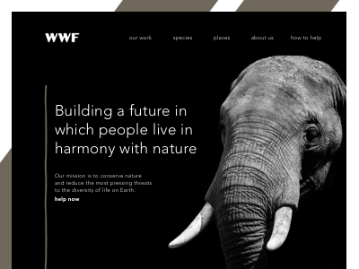 Daily UI #003: Landing Page 003 daily ui dailyui dailyui003 elephant homepage landing page ui user interface webpage world wild life fund wwf