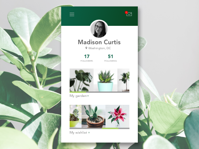 Daily UI #006 - User Profile daily ui daily ui 006 dailyui dailyui006 houseplants plants profile user interface user profile