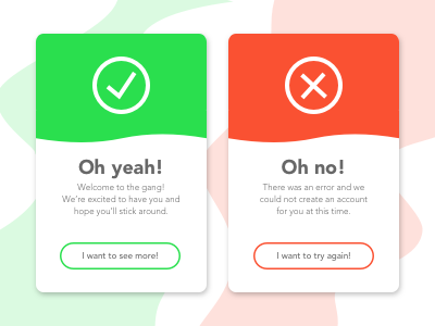 Daily UI #011: Success and error daily ui dailyui dailyui001 error first shot message popup success ui user interface