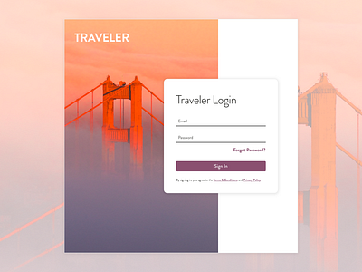 Log In Screen form login login page san fran shadows travel ui web