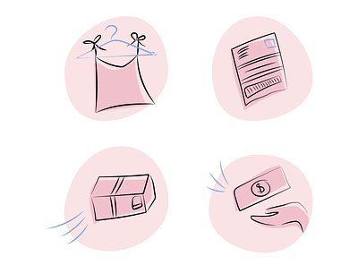 Return Policy Icon blush drawing icon illustration mail organic pink return