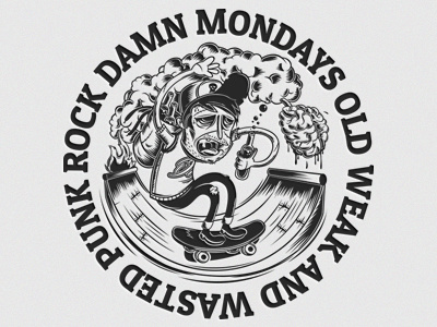 Shirt for "Damn Mondays" artcore beer brain design fire illustration punk shirt skate skateboard