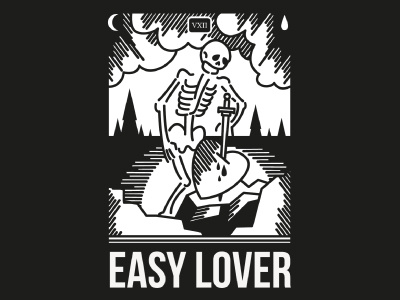 Easylover artcore easylover heart illustration logo love skeleton skull sticker sword