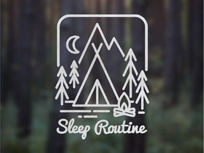 Sleep Routine Logo artcoreillustrations berlin camping design fire logo moon music routine sleeproutine tent wood