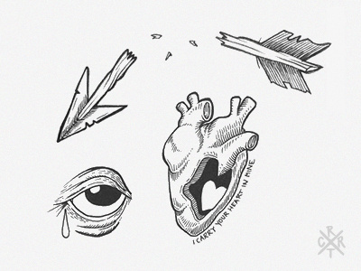 Love // Flashset arrow art artcoreillustrations black drawing eye heart leaves love tattoo tears