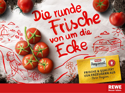 Rewe Commercial. artcoreillustrations food fresh illustration red rewe tomatoe type typography