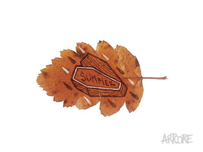 Good bye summer no.1 artcoreillustrations autumn casket drawing leaf rain