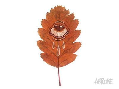 Good bye summer no. 2 artcoreillustrations autumn drawing eye leaf tears