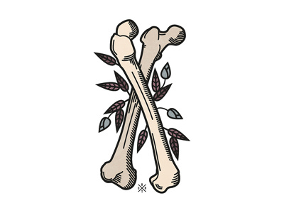 Crossed Bones art artcoreillustrations bones flower illustration leaf leaves tattooart vector vectorart
