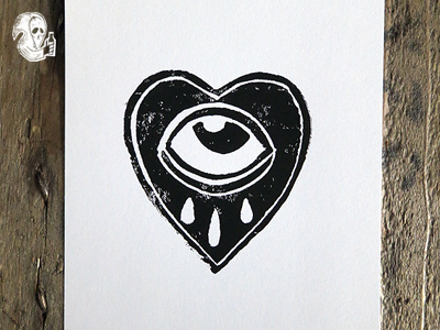 Heart (Black Booze Prints) artcoreillustrations black blackboozeprints booze death print handmade heart illustration linocut linoprint skull tattooart