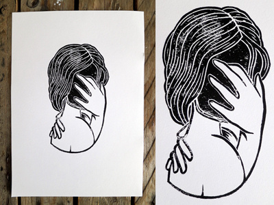 Sad Girls Club Print artcoreillustrations black blackboozeprints booze handmade illustration linocut linoprint print tattooart