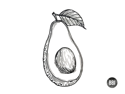 Avocado avocado black blackboozeillustrations illustration leaf vegan white