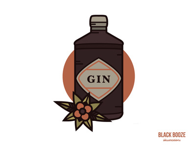 Gin alcohol art blackboozeillustrations design drink flower gin illustration logo vector