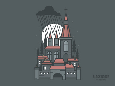 Village art blackboozeillustrations church design house icon illustration logo moon vector village