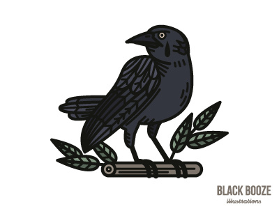 Crow. art bird blackboozeillustraions crow death illustration leaf tattoo vector