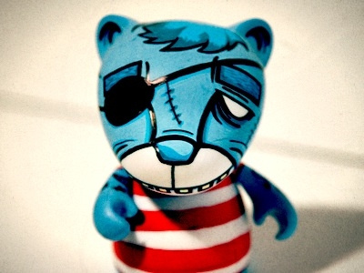 Bear Munny artcore bear blue munny pirate red sea stripes toy white