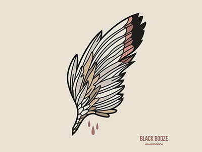 Wing art blackboozeillustrations dead feather illustration tattoo vector wing