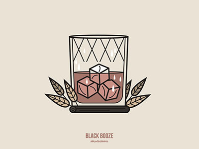 Rose Gin art blackboozeillustrations drink gin ice illustration leaves tattoo vector