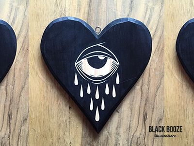 Black Heart art blackboozeillustrations drawing eye heart illustration sad tattoo tattooart tears wood