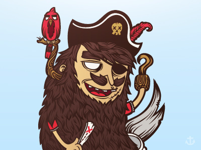 Pirate ahoi anchor artcore beard bird feather illustrator pirate skull vector wood